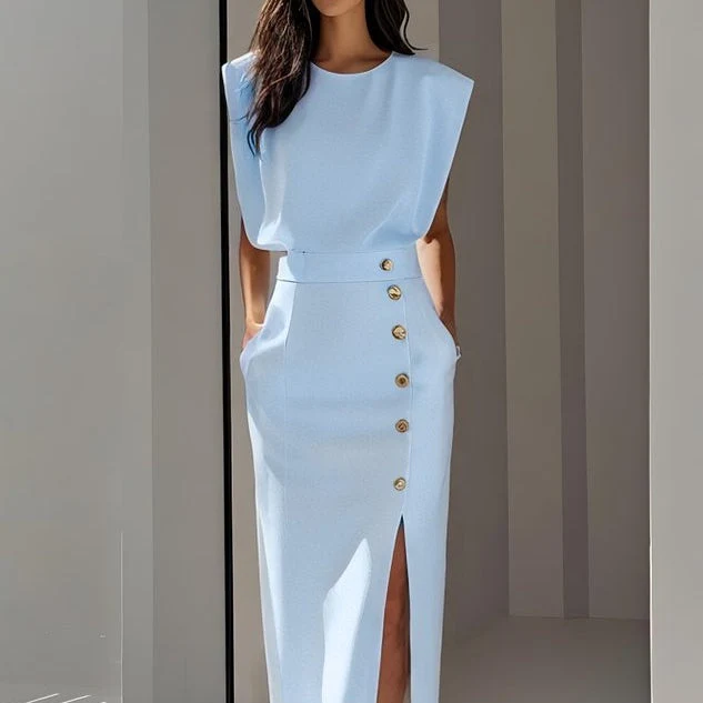 Midi-Kleid für Damen mit Seitenschlitz
