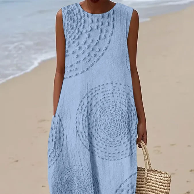 Strukturiertes, ärmelloses Maxikleid für Damen