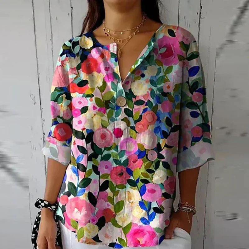 Damenbluse mit Blumenmuster und langen Ärmeln