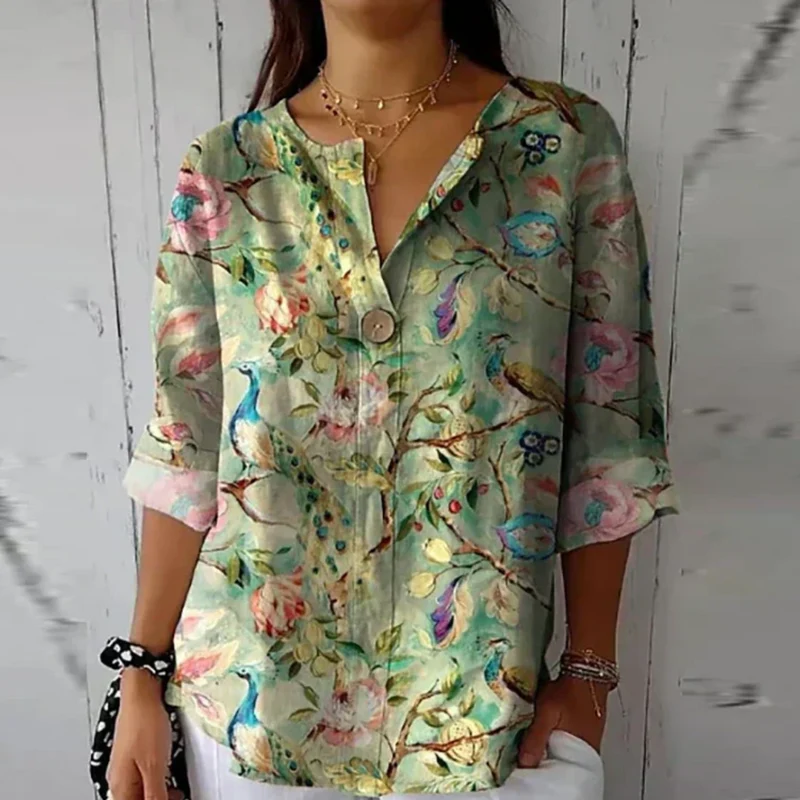 Damenbluse mit Blumenmuster und langen Ärmeln