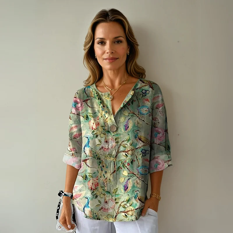 Damenbluse mit Blumenmuster und langen Ärmeln