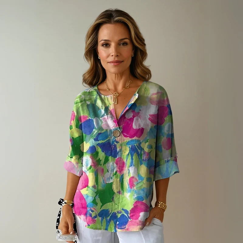 Damenbluse mit Blumenmuster und langen Ärmeln