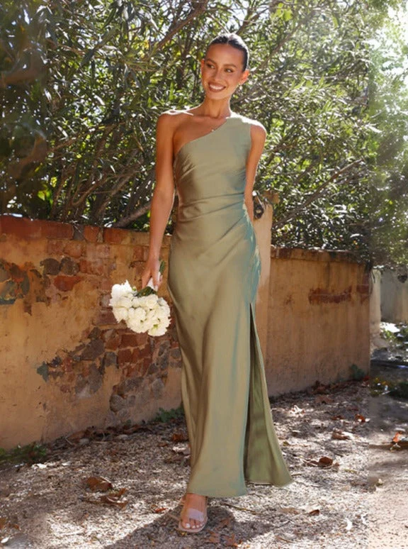 Sandra | Damen Frühlings-Maxikleid mit One-Shoulder-Desig