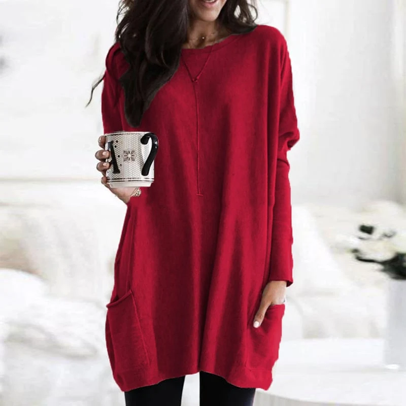 Stefanie | Bequemer Langer Pullover mit Taschen
