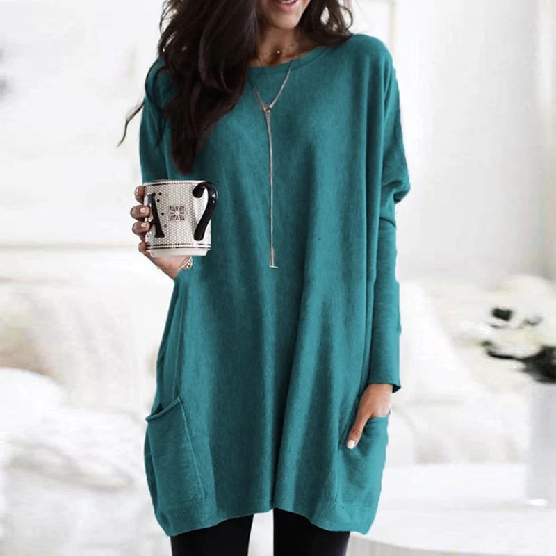 Stefanie | Bequemer Langer Pullover mit Taschen