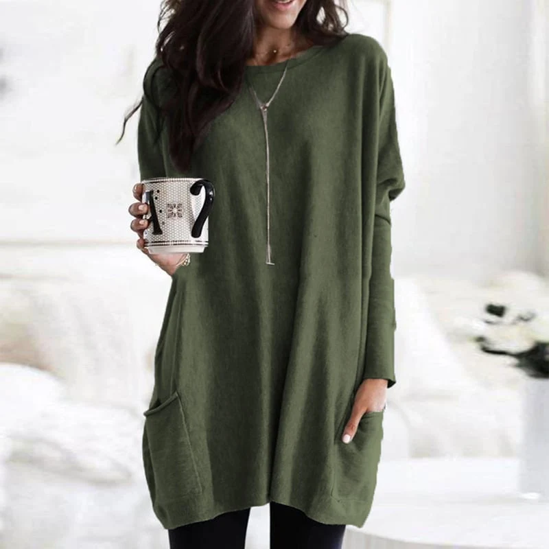 Stefanie | Bequemer Langer Pullover mit Taschen