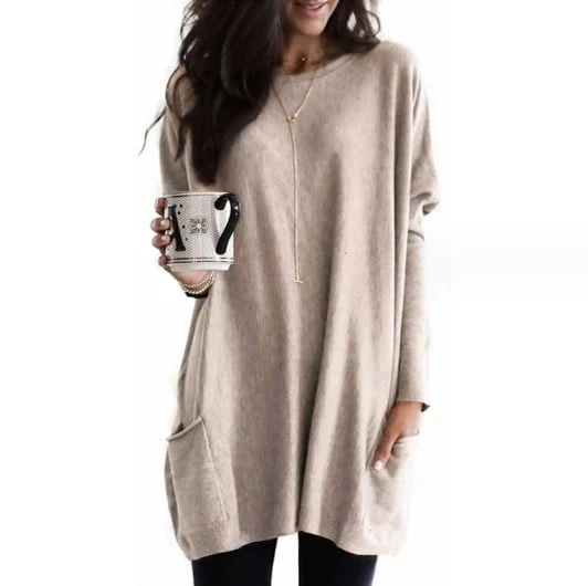 Stefanie | Bequemer Langer Pullover mit Taschen