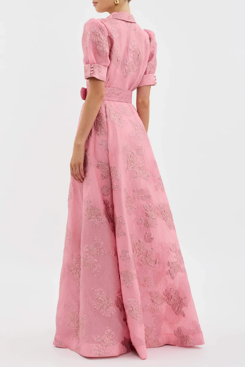 Karin | Elegantes Blumiges Jacquard-Kleid