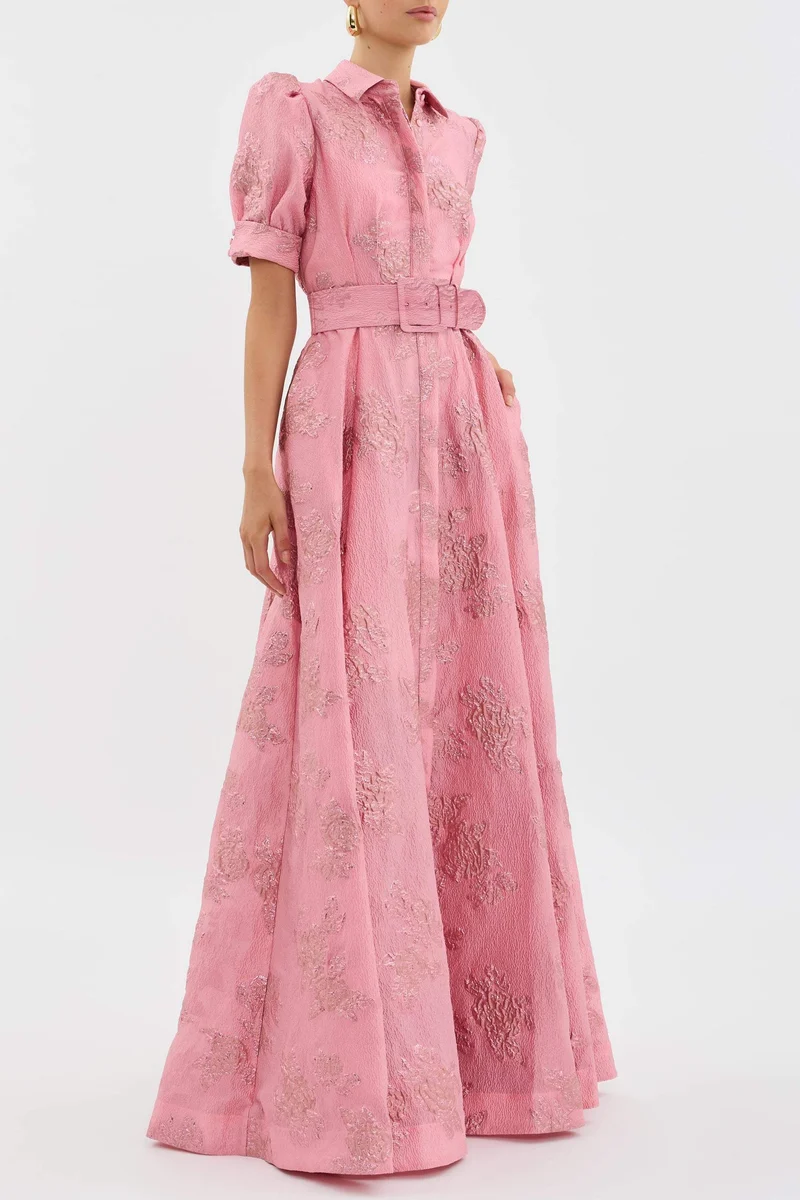 Karin | Elegantes Blumiges Jacquard-Kleid