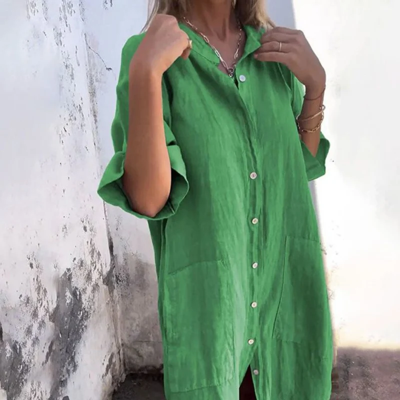 Boho-Hemdkleid für Damen mit Knopfleiste