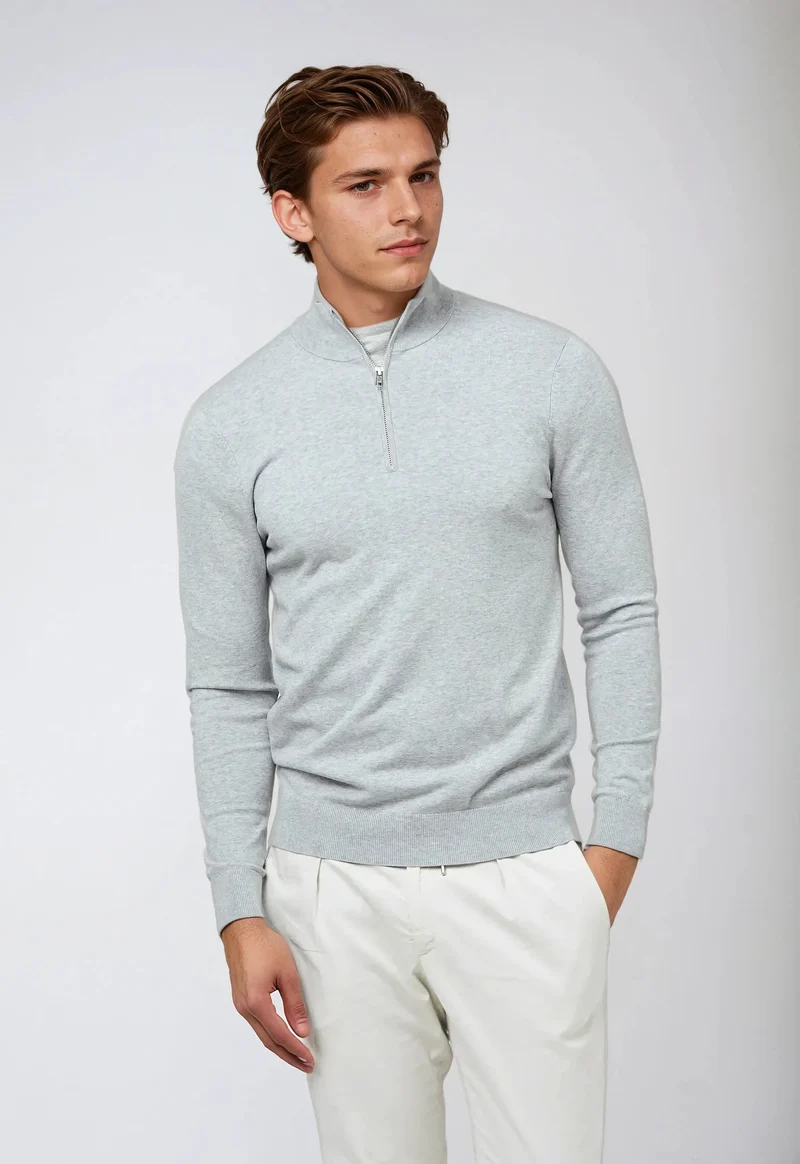 Hagen | Herren Lässiger Pullover mit Reißverschluss am Kragen