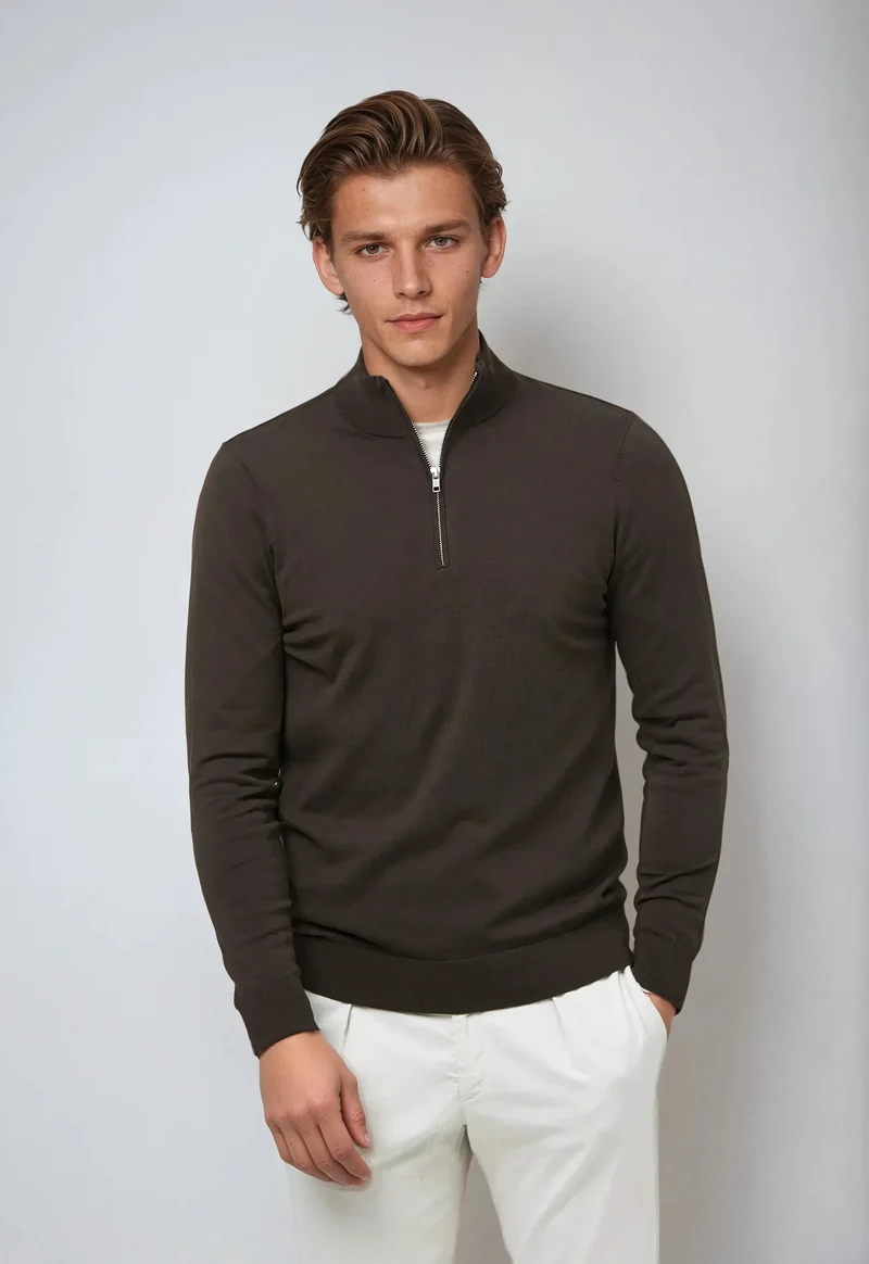 Hagen | Herren Lässiger Pullover mit Reißverschluss am Kragen