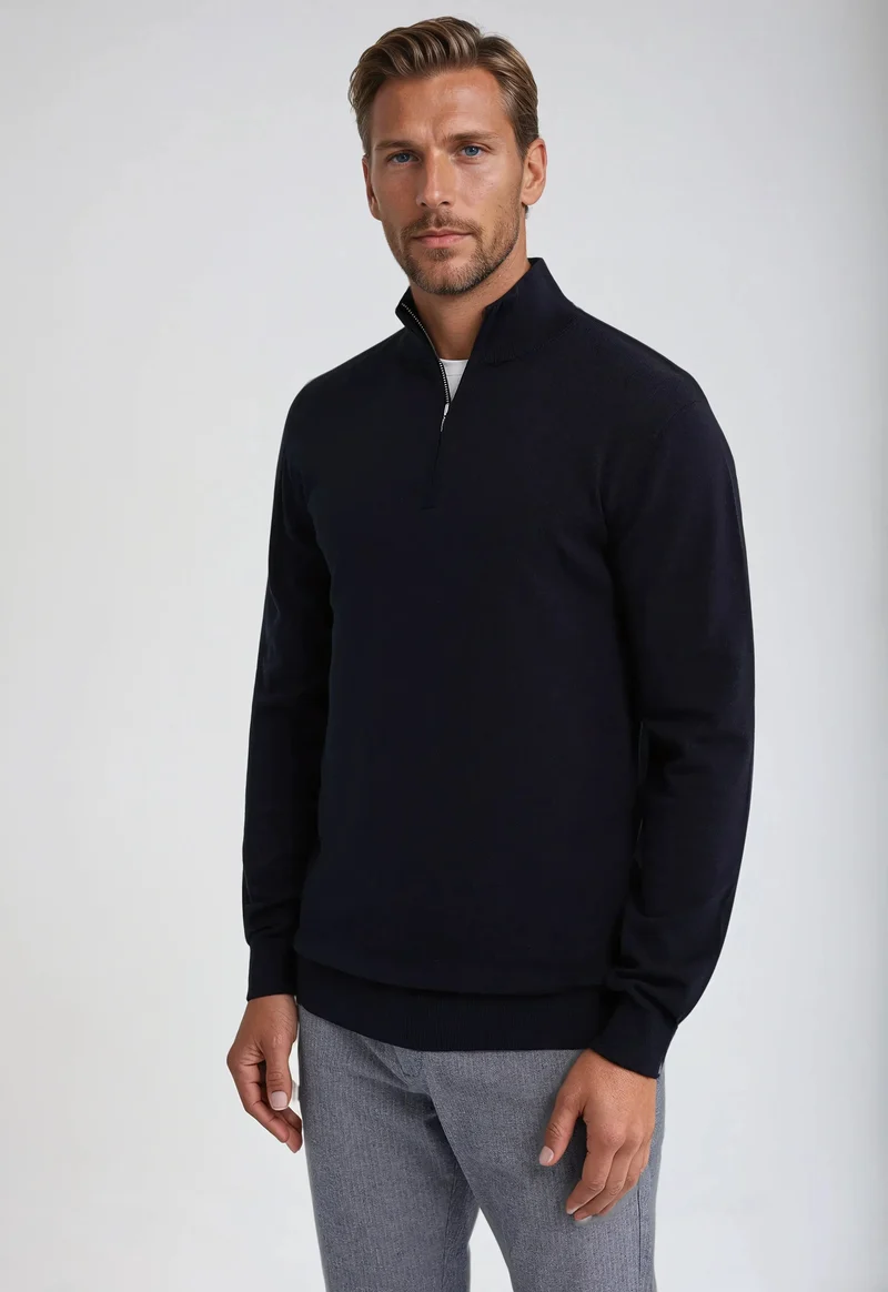 Hagen | Herren Lässiger Pullover mit Reißverschluss am Kragen