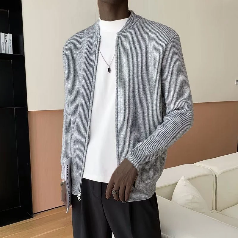 Jürgen | Herren Frühling Strickpullover mit Reißverschluss und Rippstruktur