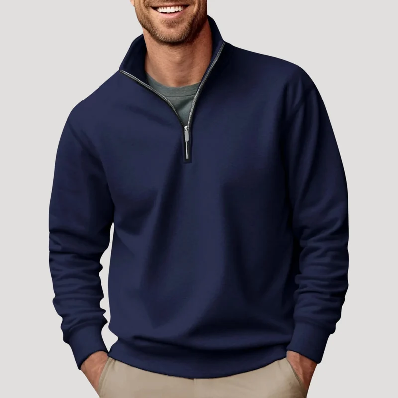 Philipp | Herren Klassischer Pullover mit Viertelreißverschluss