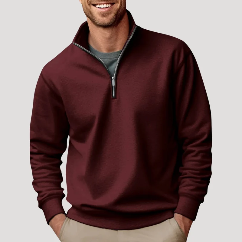 Philipp | Herren Klassischer Pullover mit Viertelreißverschluss