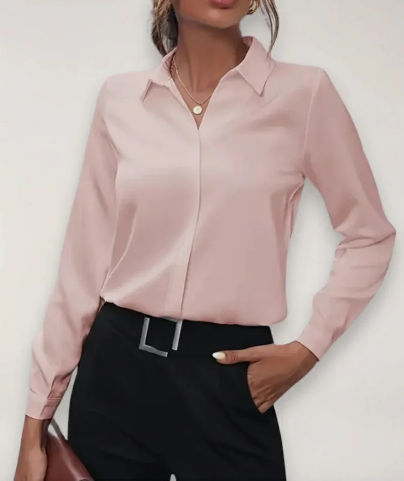 Marie | Damen Frühjahrs Bürobluse mit Knopfleiste