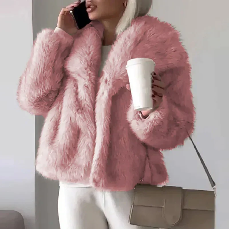 Angela | Damen Kurze Kunstpelz Wintermode Jacke