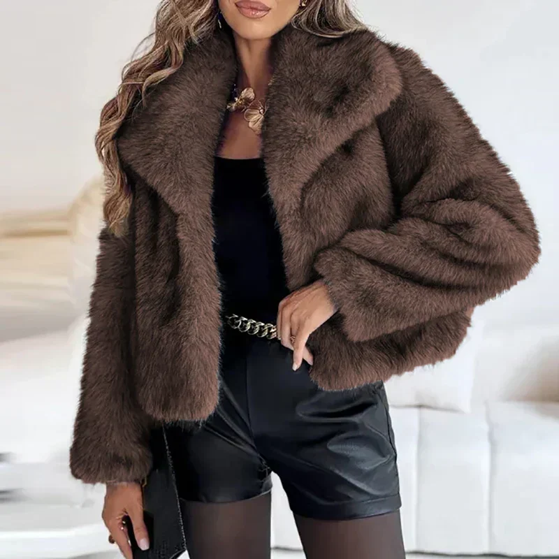 Angela | Damen Kurze Kunstpelz Wintermode Jacke