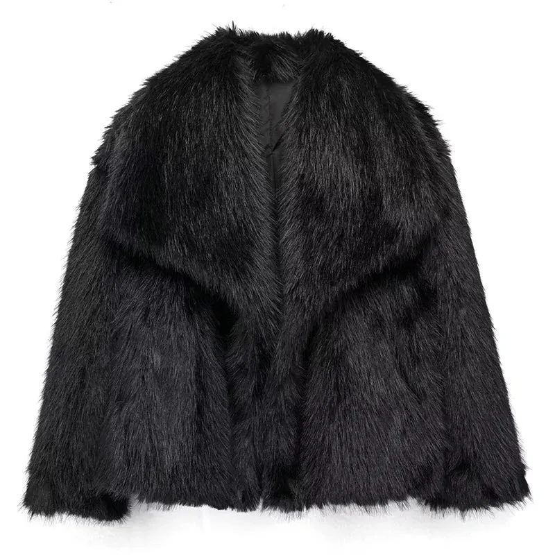 Angela | Damen Kurze Kunstpelz Wintermode Jacke