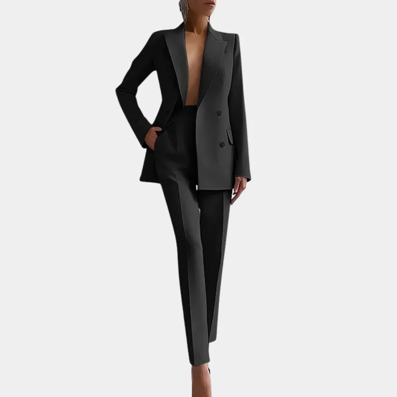 Lena | Damen Elegantes Zweireihiges Blazer und Maßgeschneidertes Hose Set