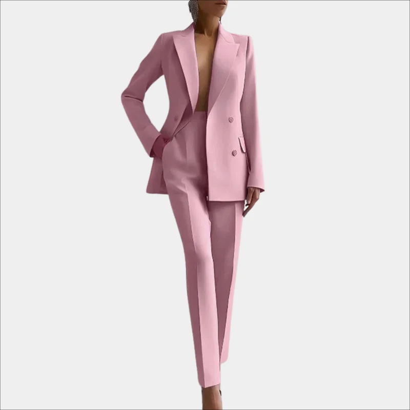 Lena | Damen Elegantes Zweireihiges Blazer und Maßgeschneidertes Hose Set