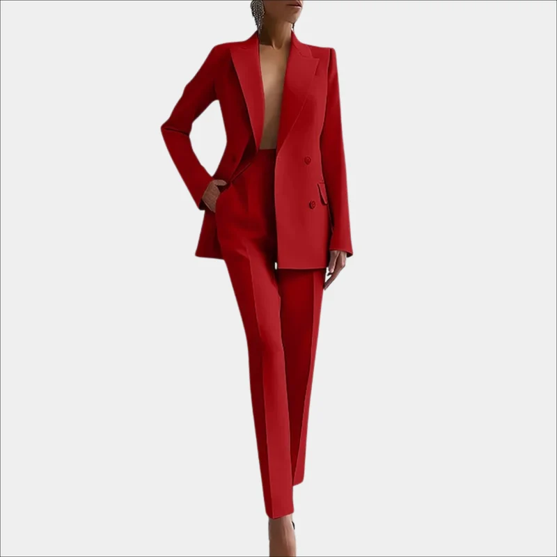 Lena | Damen Elegantes Zweireihiges Blazer und Maßgeschneidertes Hose Set